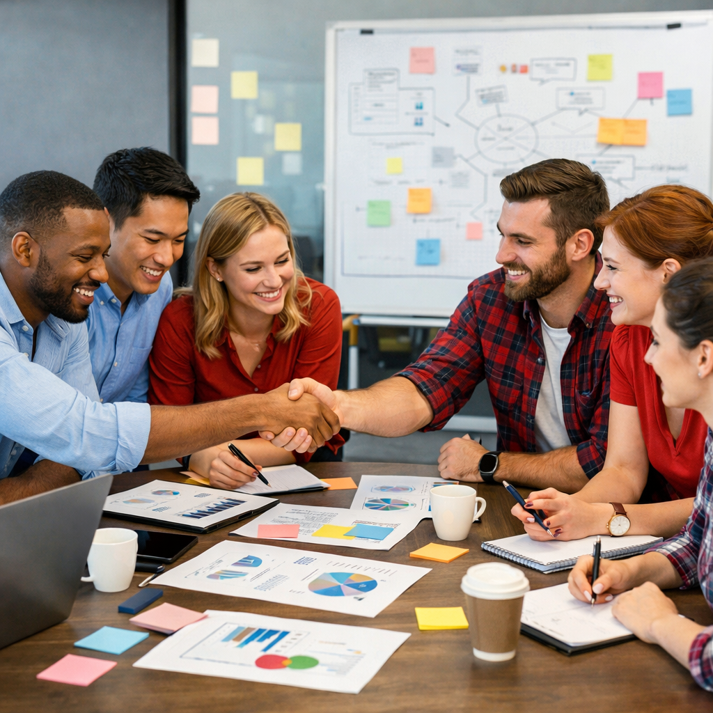 two teams working together